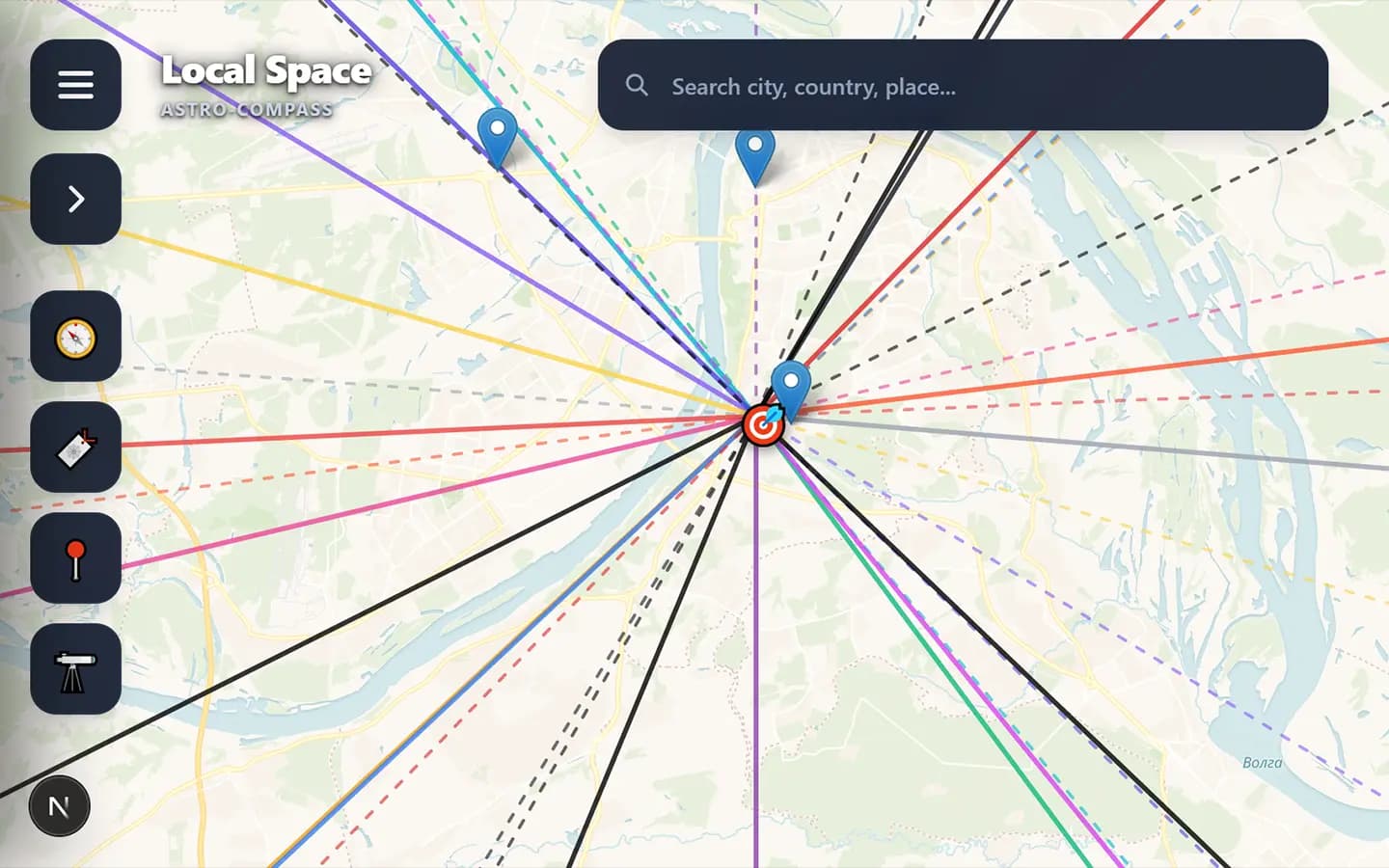 Интерфейс астрологии локального пространства Local Space AstroGuido